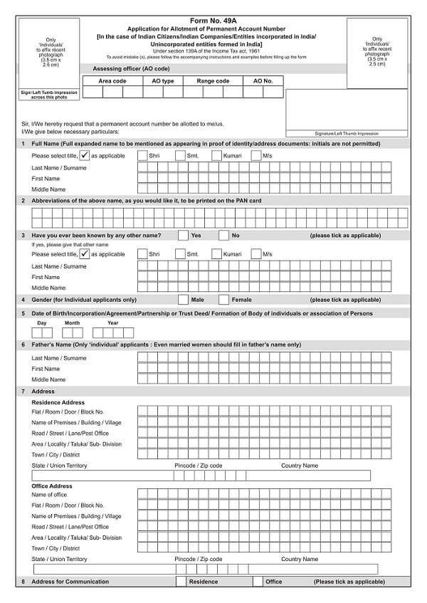 application for pancard