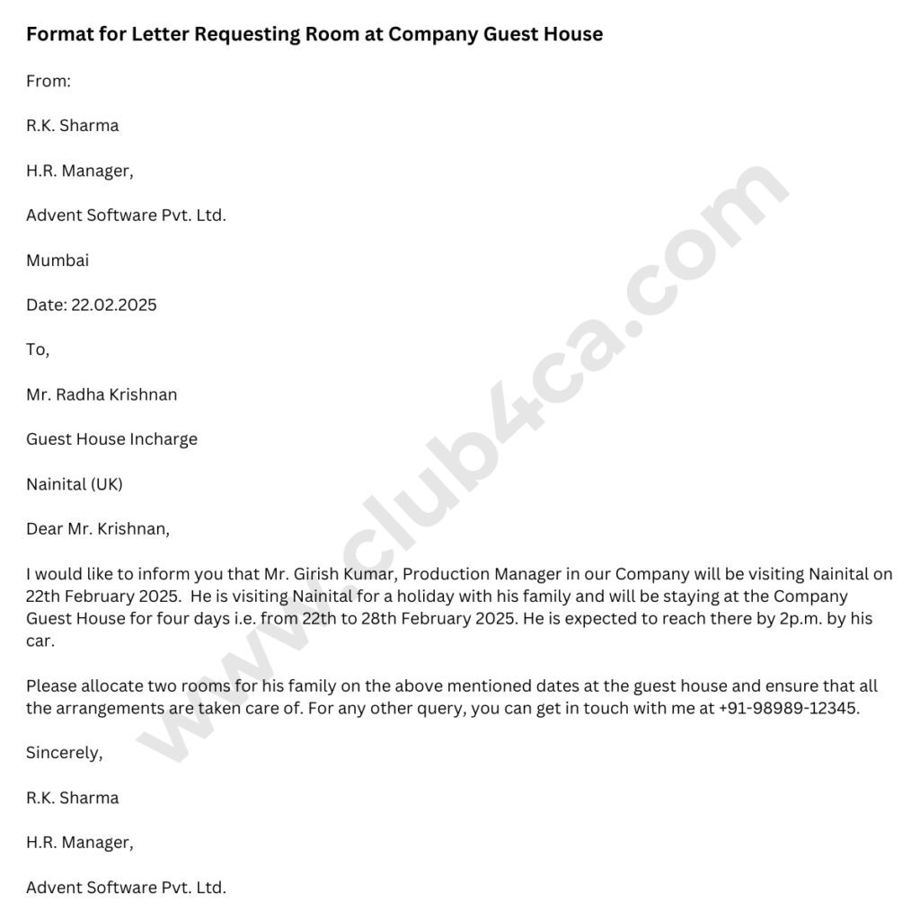 letter-requesting-a-room-in-The-guest-house-of-The-company