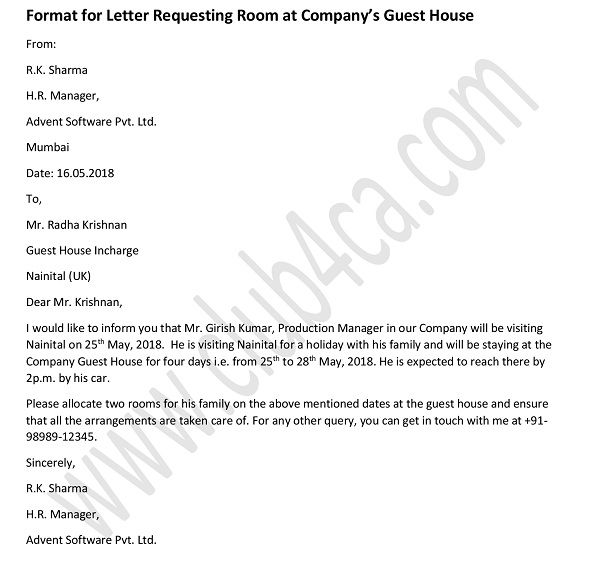 application letter for accommodation in hostel