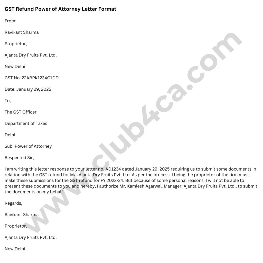 power-of-attorney-letter-format-for-GST-refund