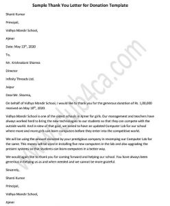 Donation Thank You Letter Template, donation letter sample