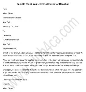 Church Donation Thank You Letter Template in PDF, DOC, Sample Donation Letter