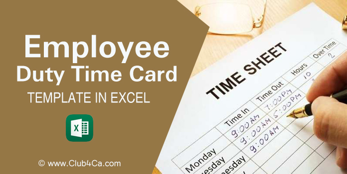 Employee Duty Time Card Template, Timesheet Excel Format