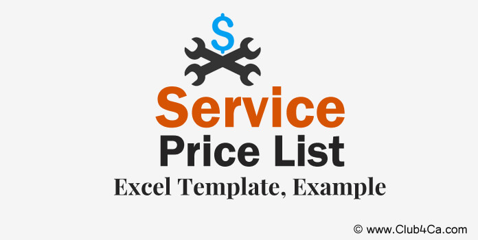 Service Price list template Excel format