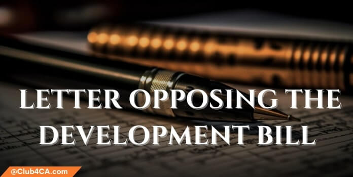 Sample letter opposing the Development Bill