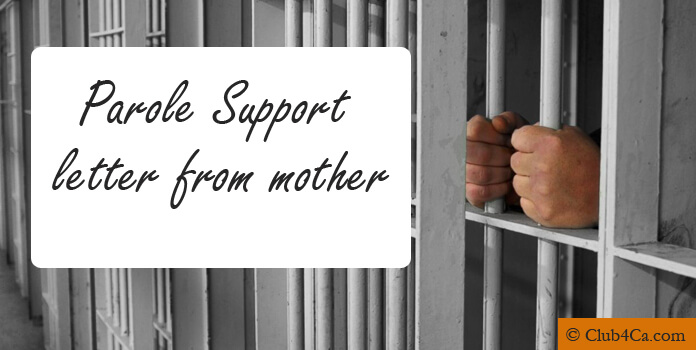 Sample parole support letter from mother